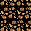 Casino and Gambling Seamless Pattern on Black Royalty Free Stock Photo